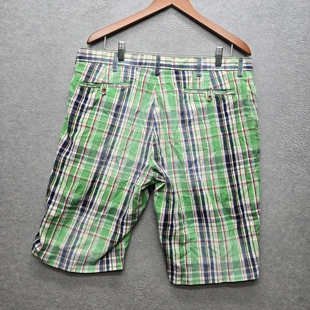 Polo By Ralph Lauren Men Shorts 36 Green Plaid Chino Button 12